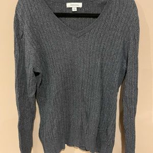 Women's Merona Ribbed Charcoal Grey v-neck Sweater Size XL